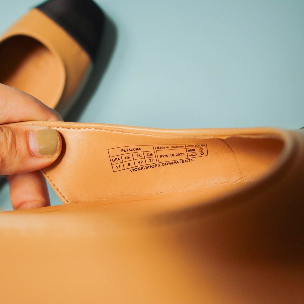 Vionic Petaluma Black Tan Genuine Leather Slingback Comfort Flats Womens 11 - Picture 7 of 8